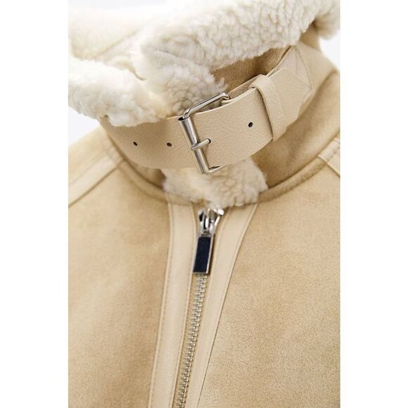 ZARA DOUBLE-FACED CROPPED JACKET SAND ZARA - Picture 10 of 15